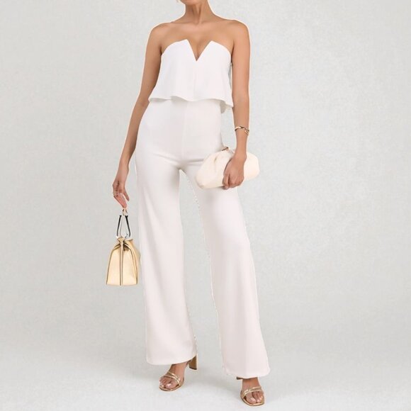 Lulus Power of Love White Strapless Jumpsuit Size Large - Picture 1 of 15